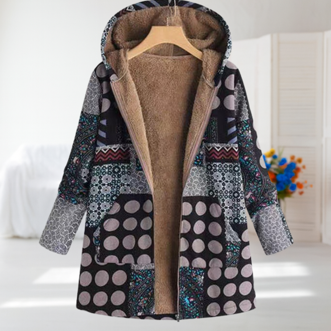 Dorothy | Cosy Patchwork Hooded Coat