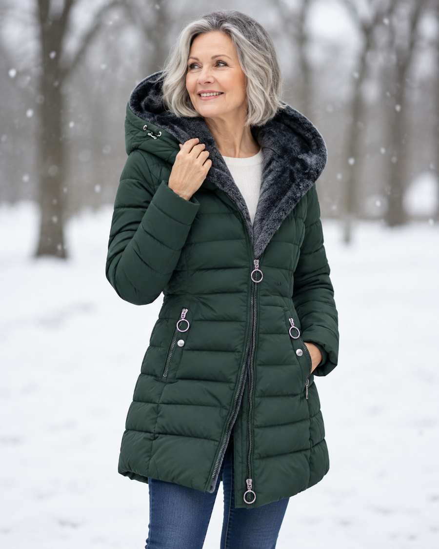 Lucette | Fleece-Lined Quilted Hooded Jacket