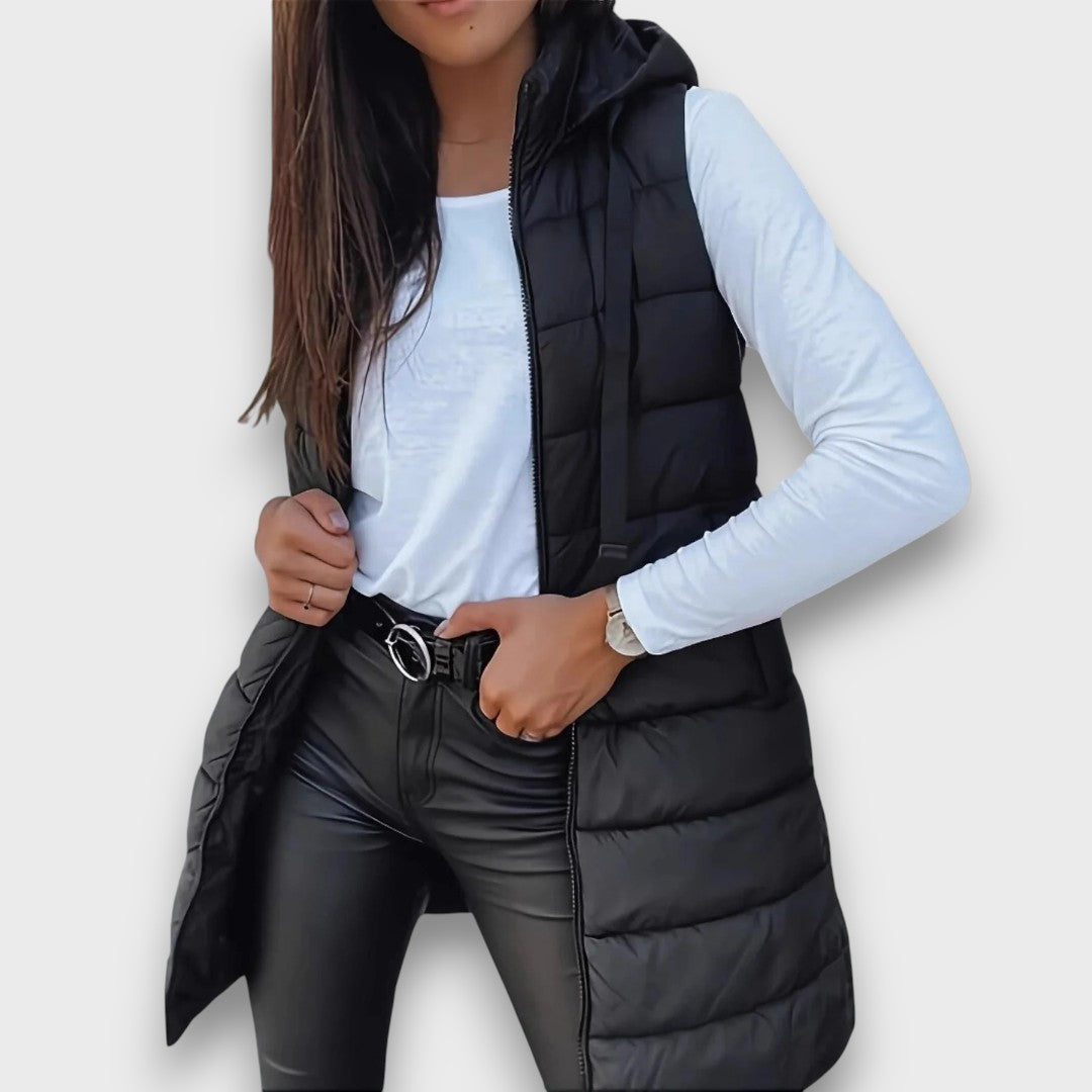 Kaira | Long Quilted Hooded Vest