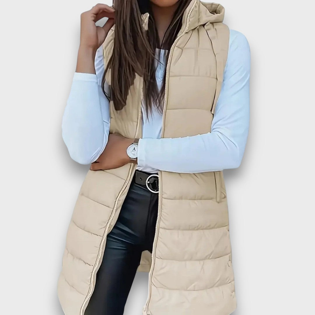 Kaira | Long Quilted Hooded Vest