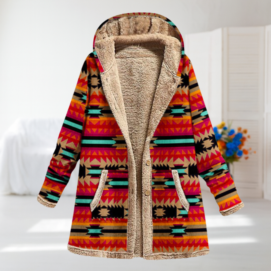 Celine | Hooded Patterned Coat