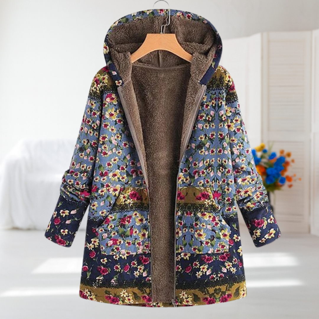 Marietta | Cosy Hooded Floral Coat