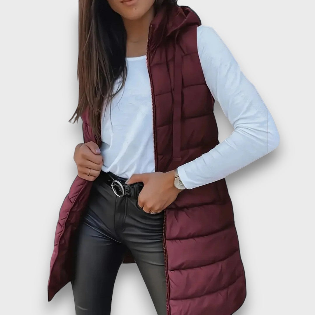 Kaira | Long Quilted Hooded Vest