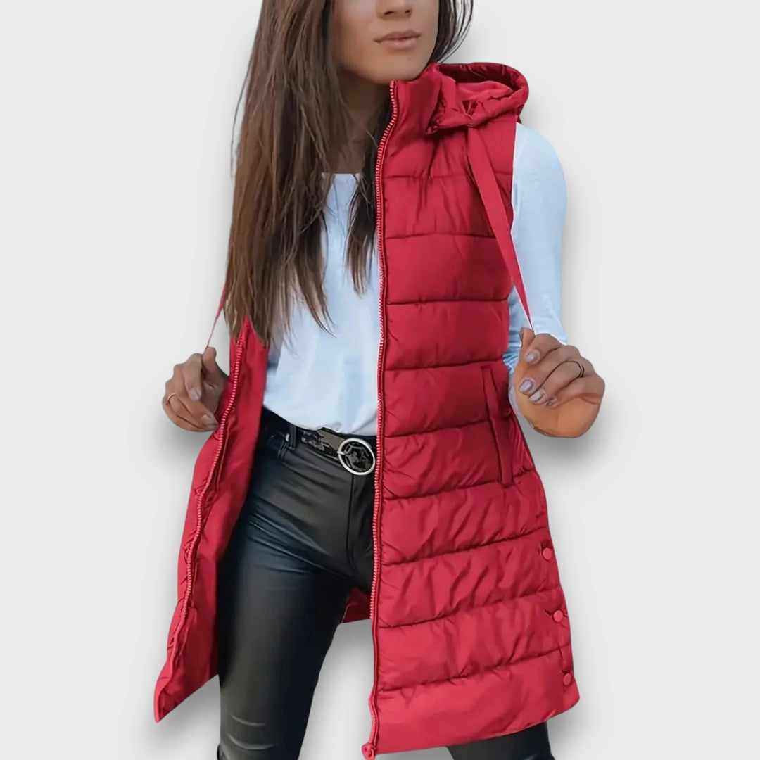 Kaira | Long Quilted Hooded Vest