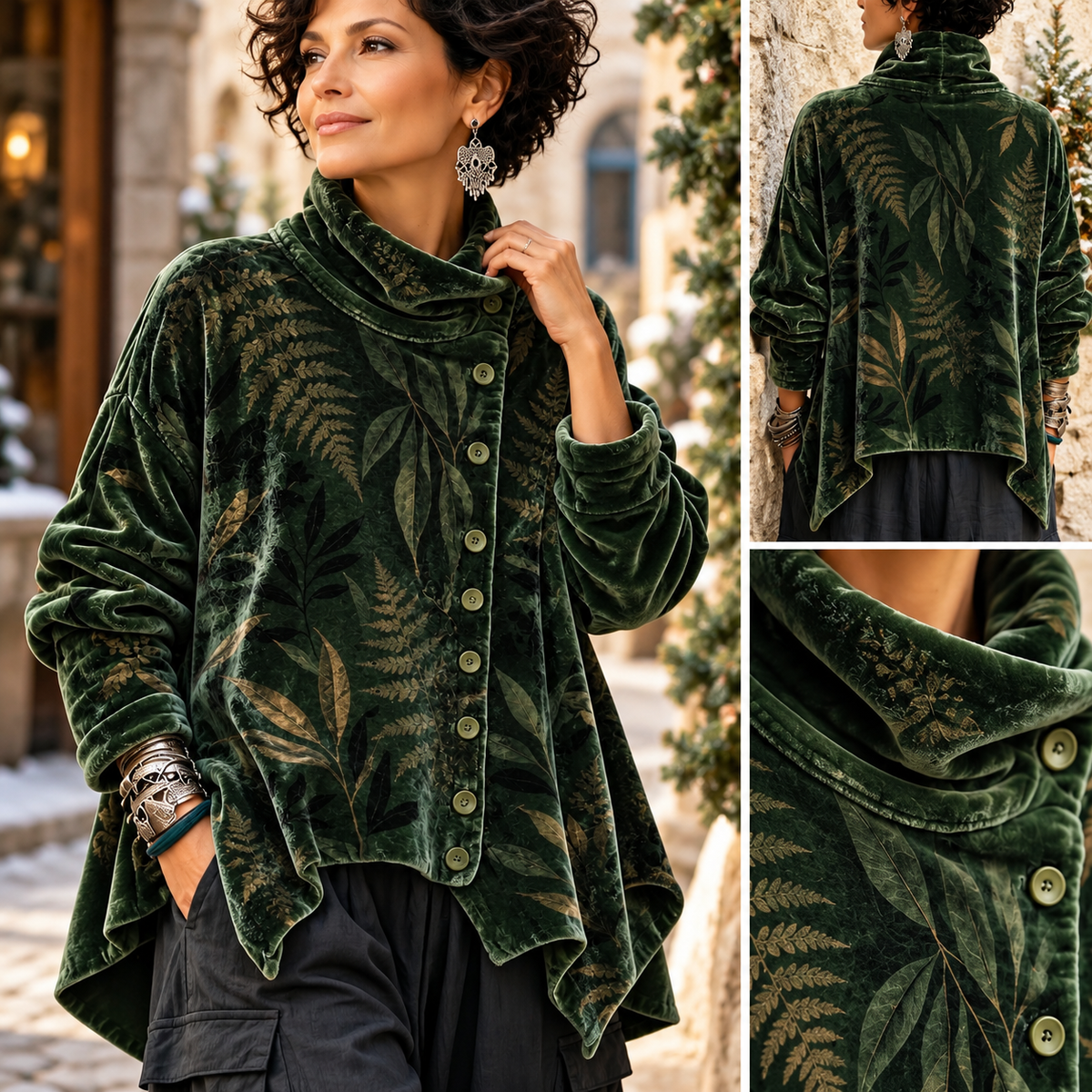Chloe™ | Velvet Asymmetric Button Tunic – Betty & Charlie Toronto