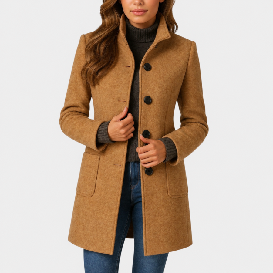 Clara | Elegant Buttoned Wool-Blend Coat