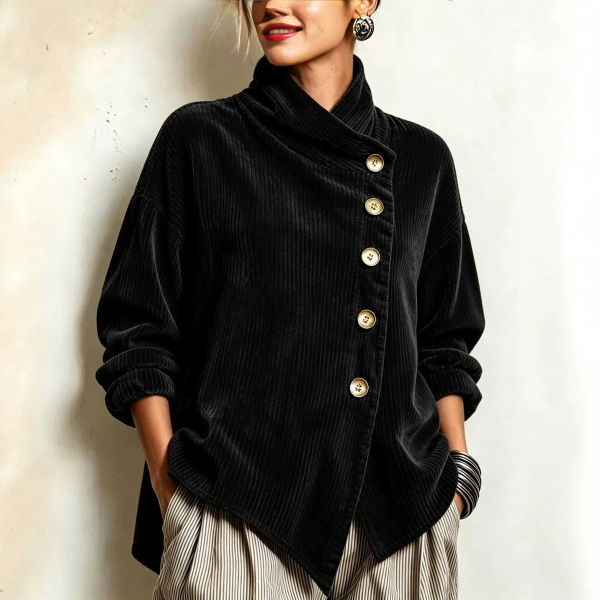 Women’s Funnel Neck Asymmetrical Hem Top