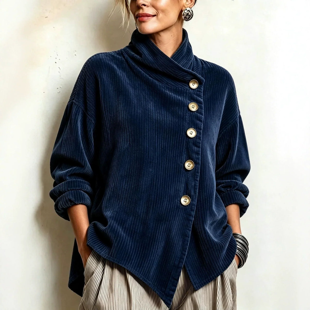 Women’s Funnel Neck Asymmetrical Hem Top