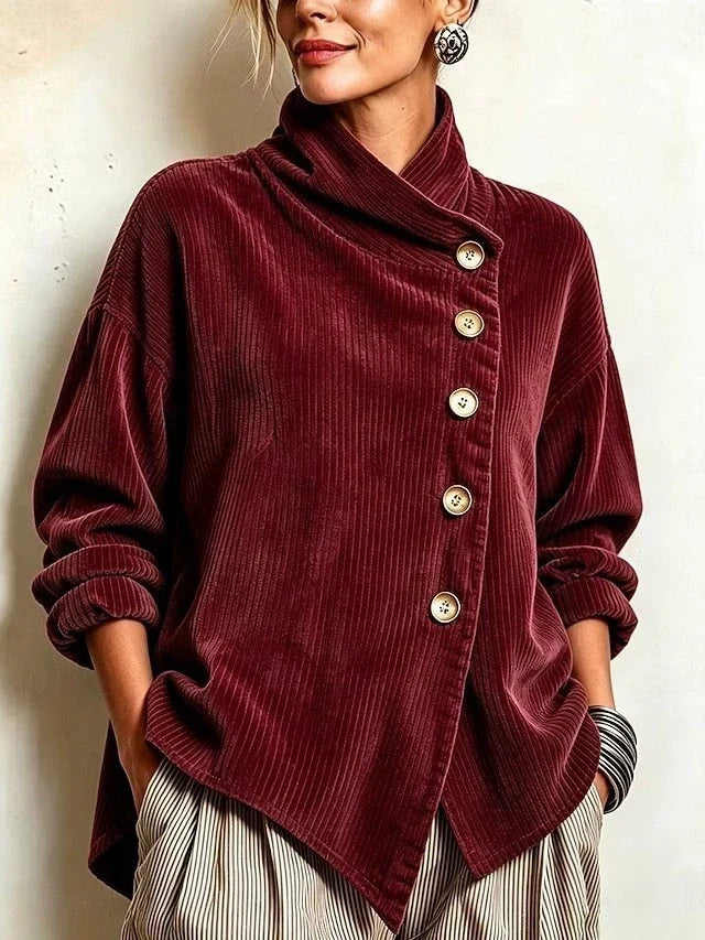 Women’s Funnel Neck Asymmetrical Hem Top