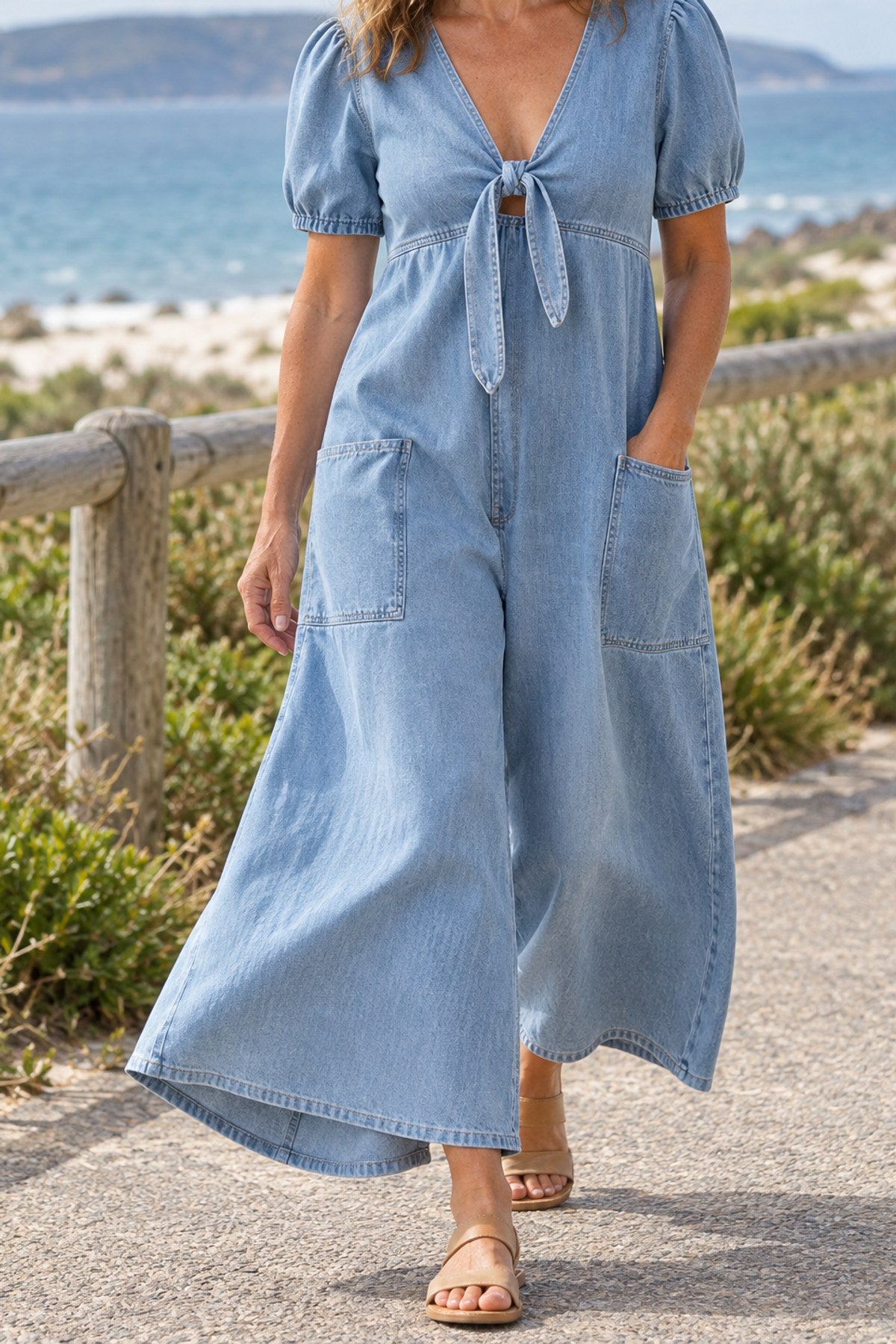 Birdie | Tie-Front Wide-Leg Jumpsuit