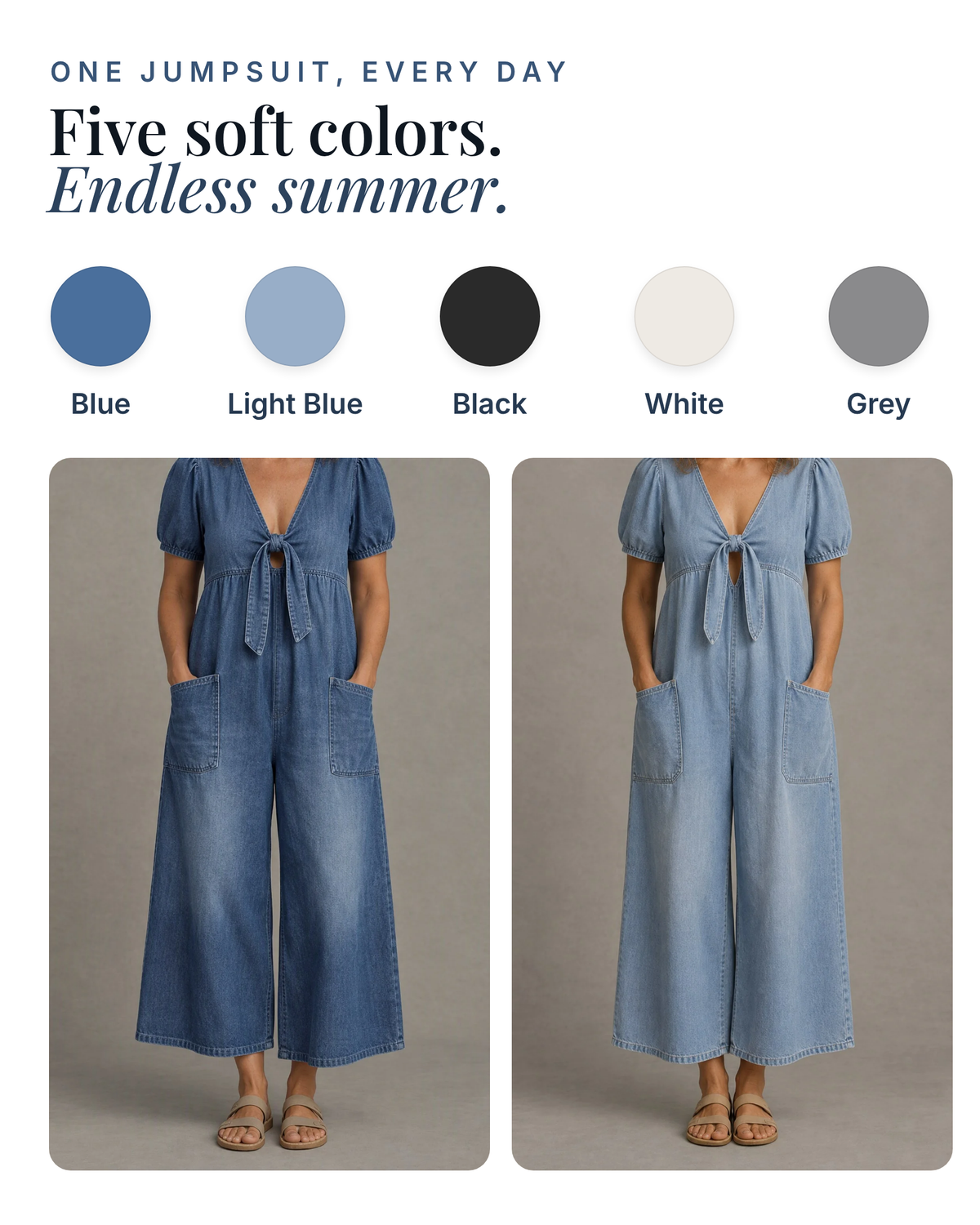Birdie | Tie-Front Wide-Leg Jumpsuit