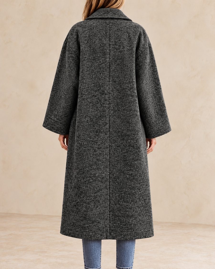 Audrey Women’s Charcoal Gray Button-Front Long Coat