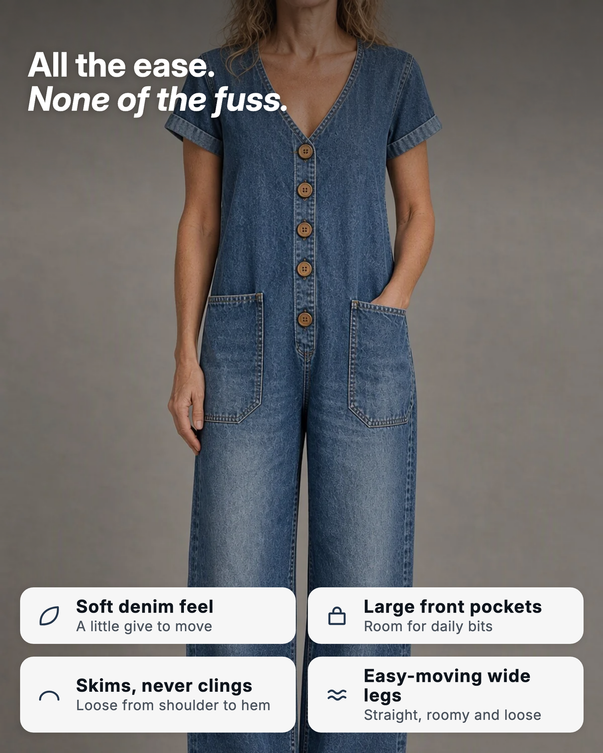 Delta | Short-Sleeve Denim Jumpsuit