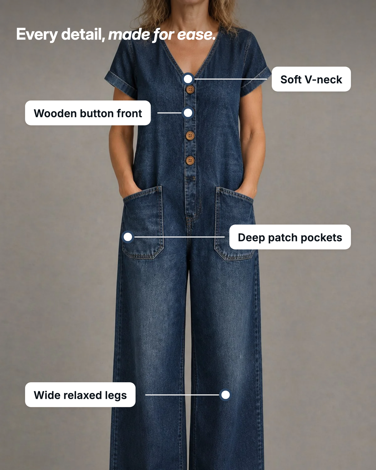 Delta | Short-Sleeve Denim Jumpsuit