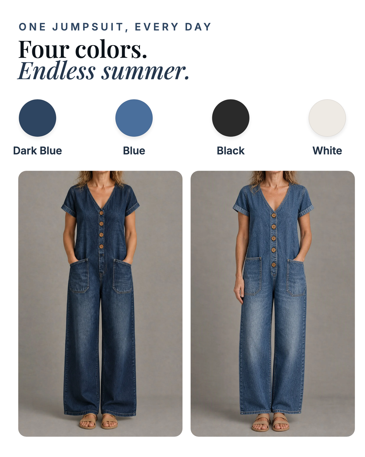 Delta | Short-Sleeve Denim Jumpsuit
