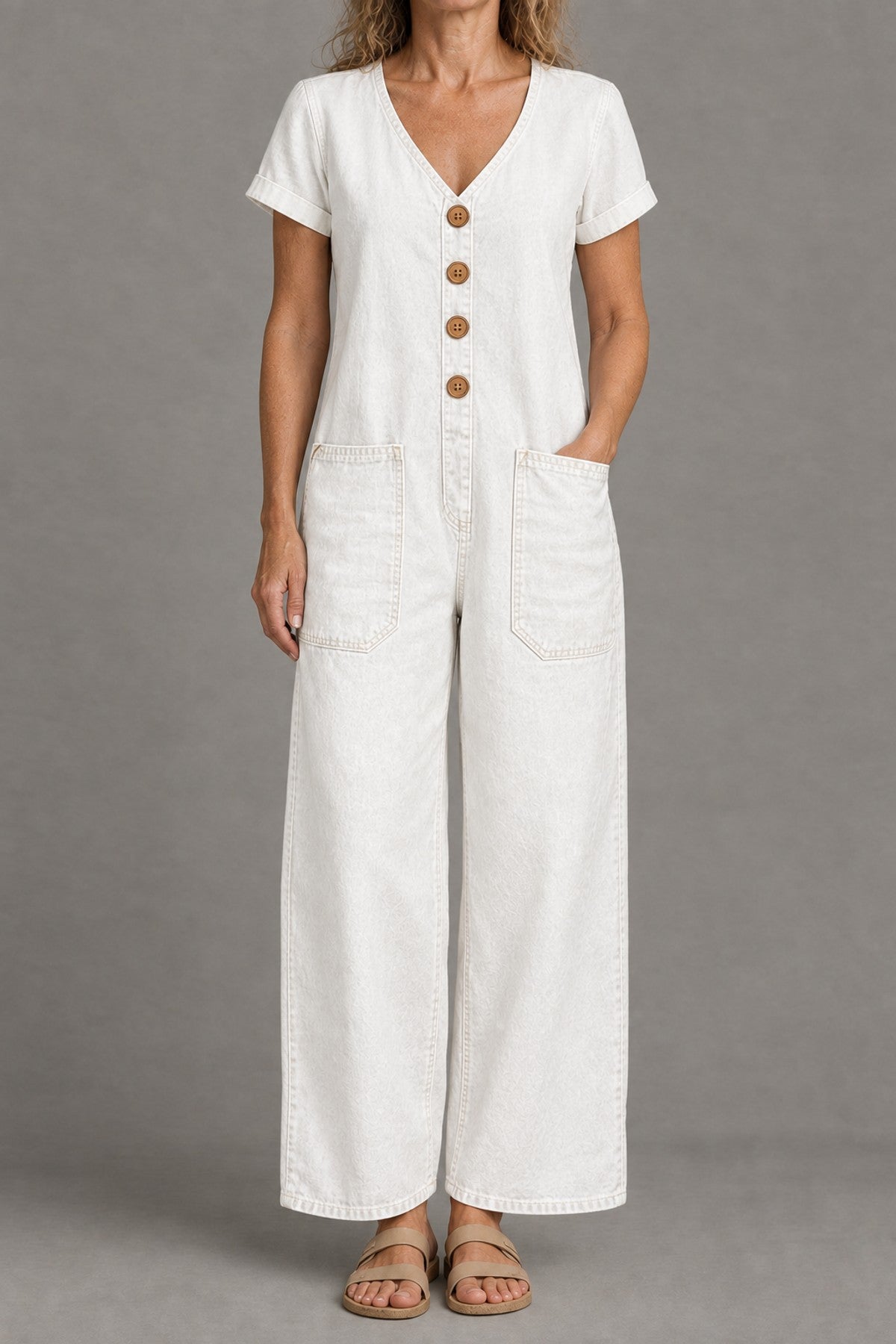 Delta | Short-Sleeve Denim Jumpsuit
