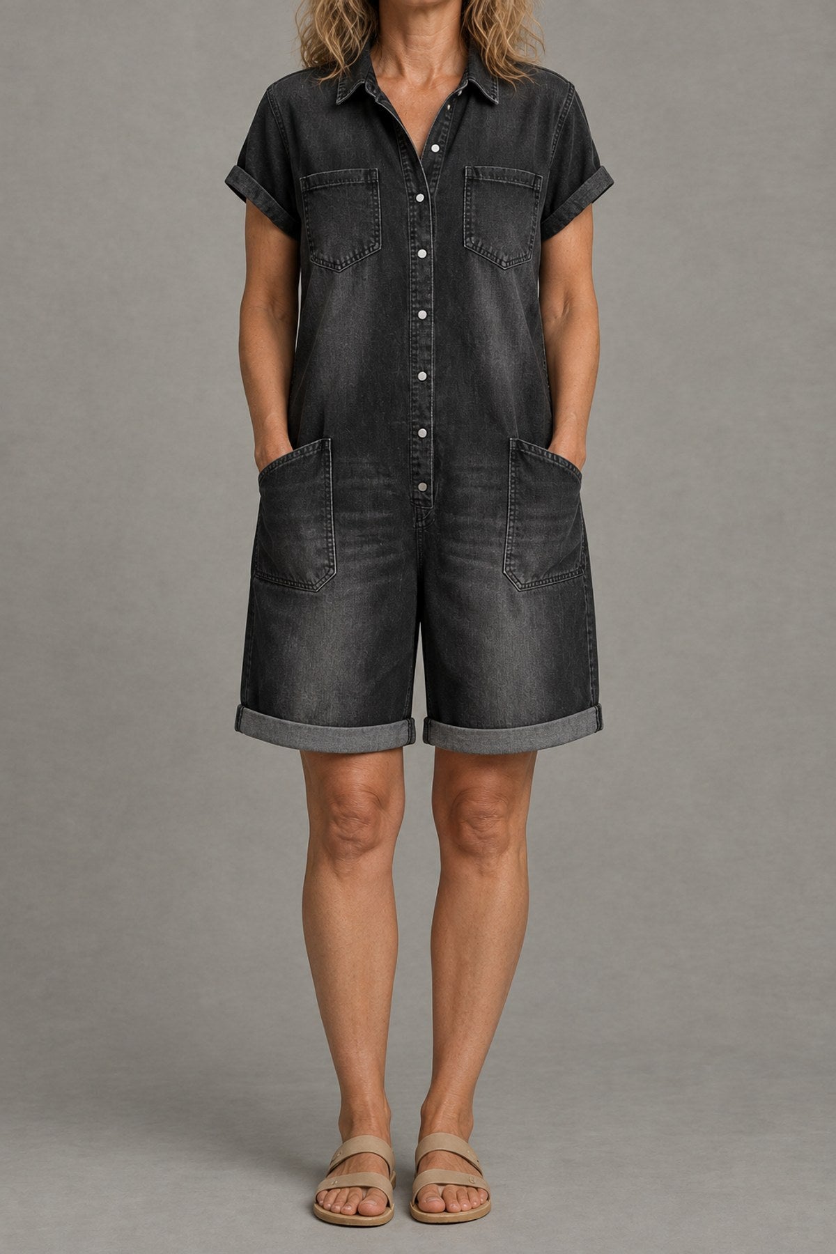 Dolly | Short-Sleeve Denim Playsuit