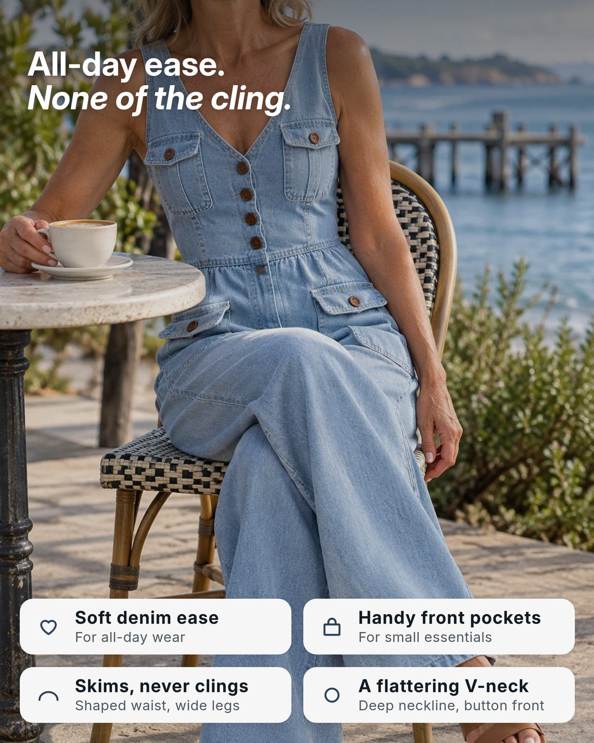 Dottie | V-Neck Denim Jumpsuit