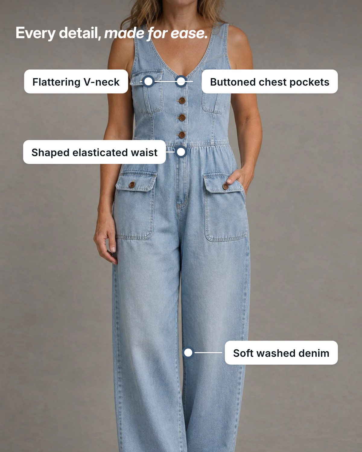 Dottie | V-Neck Denim Jumpsuit