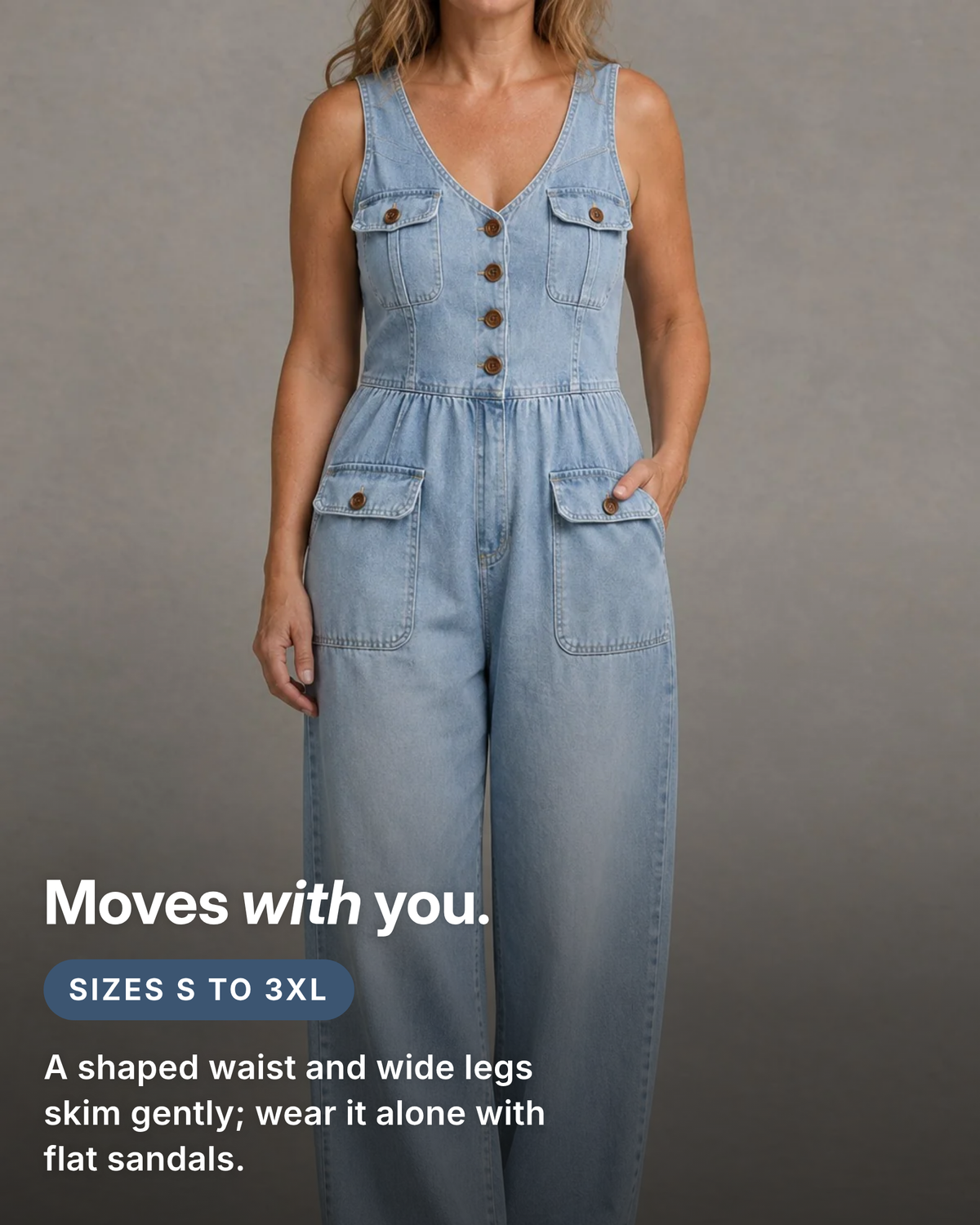 Dottie | V-Neck Denim Jumpsuit