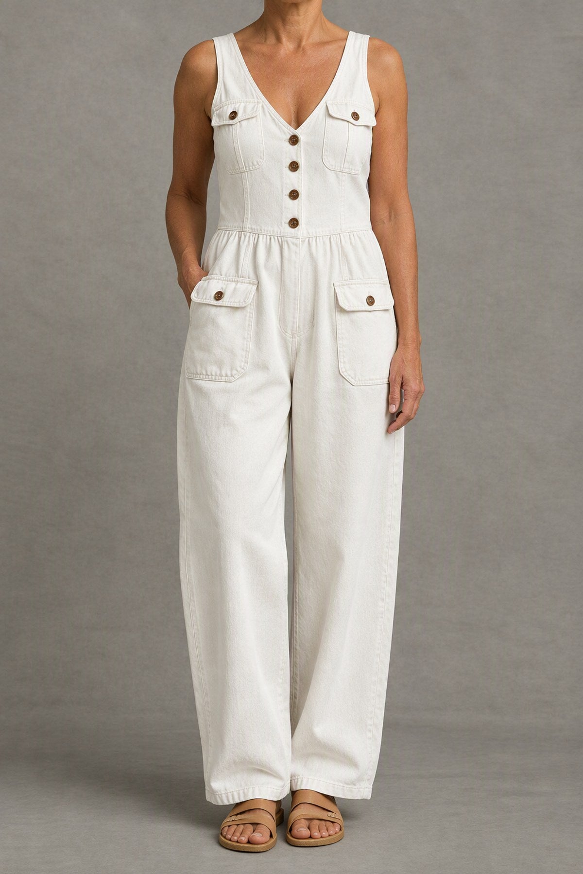 Dottie | V-Neck Denim Jumpsuit