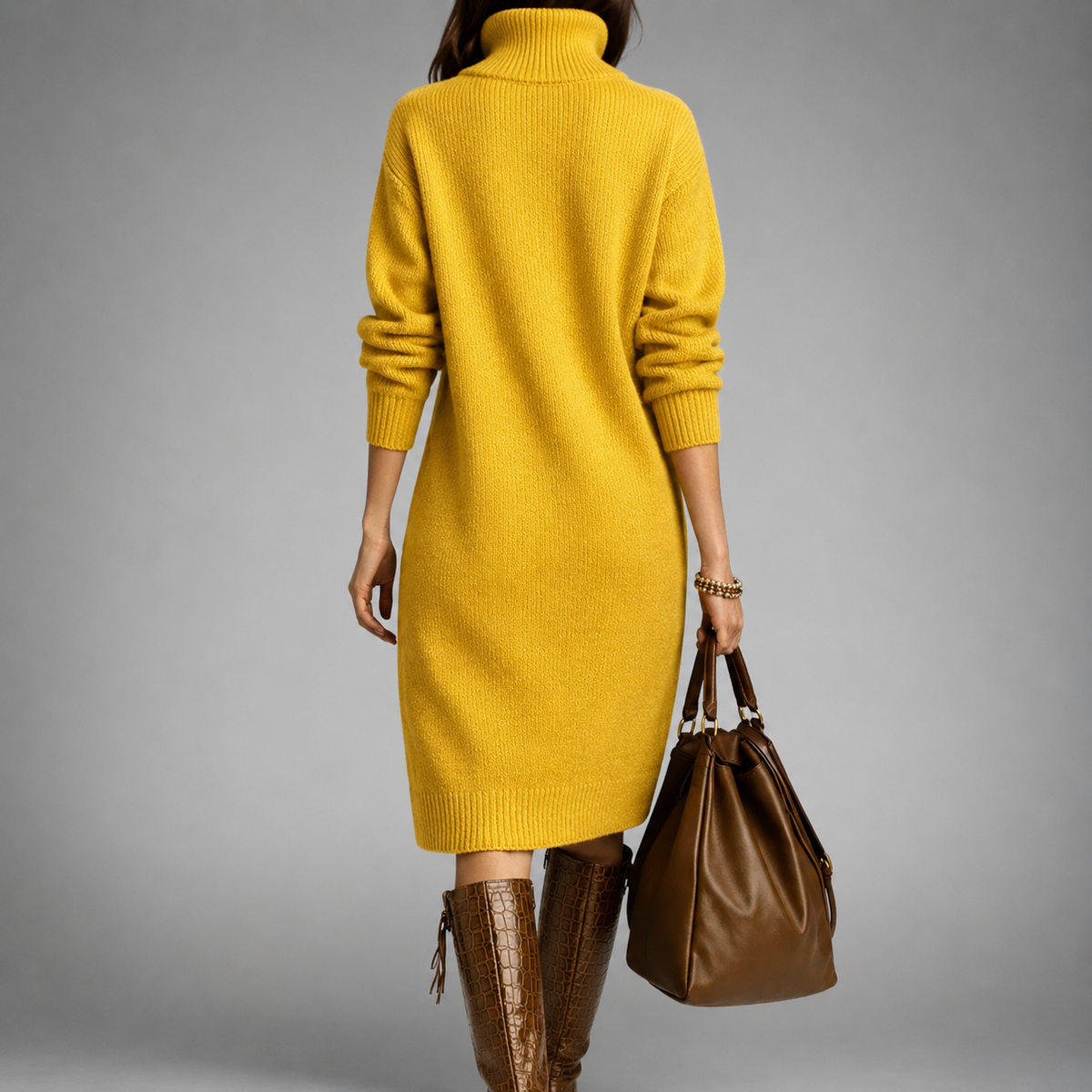 Elise™ | Cozy Button-Neck Sweater Dress
