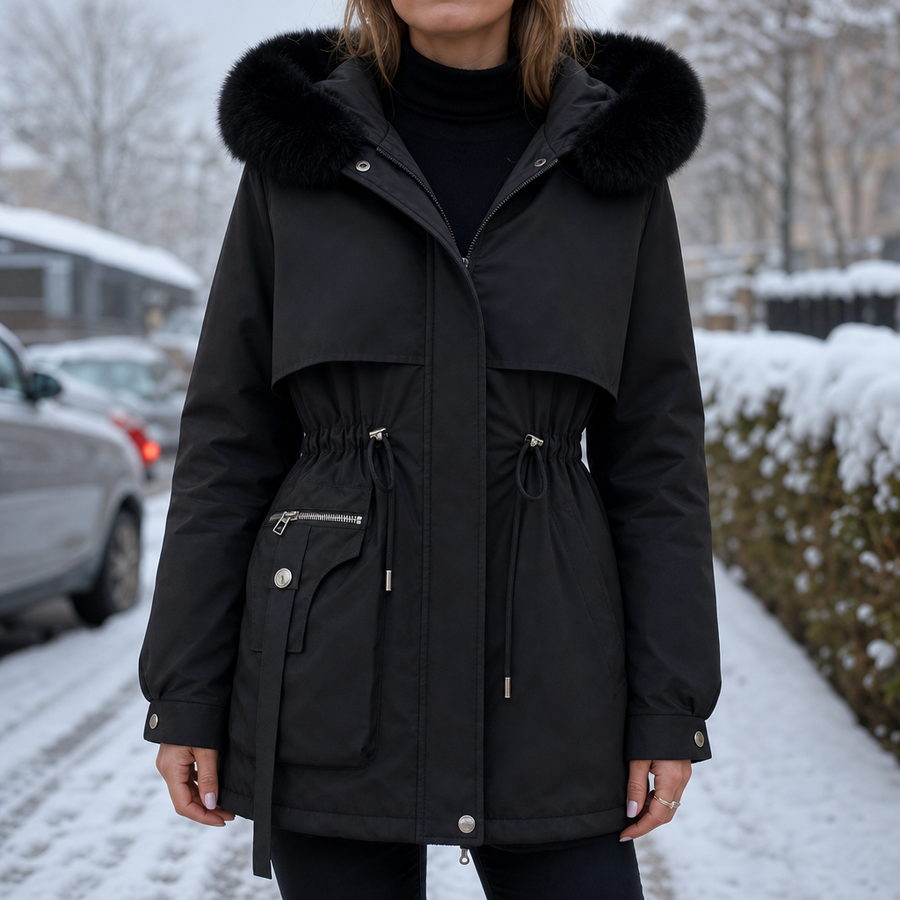 Duvella – Double-Layered Puffer Coat with Faux Fur Hood