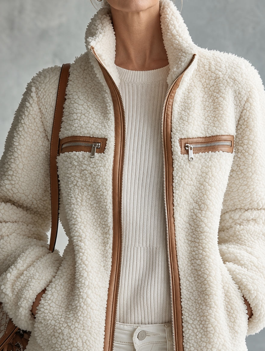 Brown & Cream Fleece Jacket
