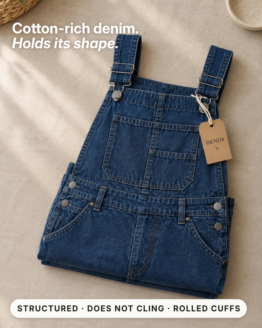 Kacey | Classic Denim Overall Shorts