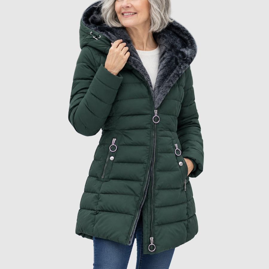 Lucette | Fleece-Lined Quilted Hooded Jacket