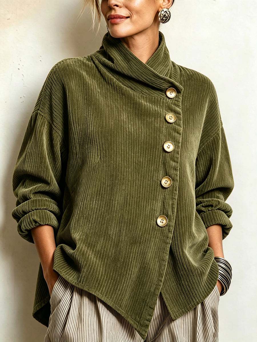 Women’s Funnel Neck Asymmetrical Hem Top