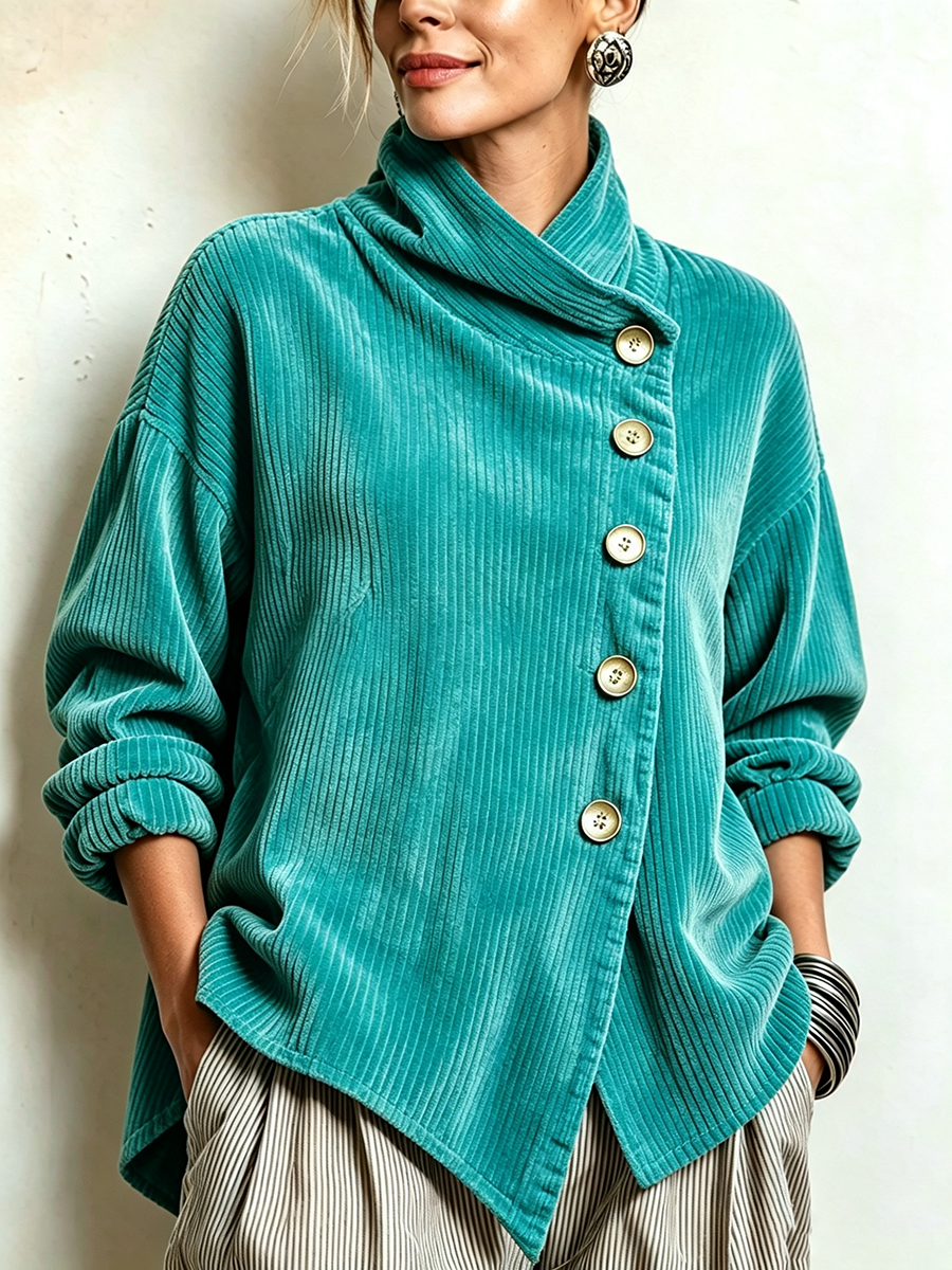 Women’s Funnel Neck Asymmetrical Hem Top