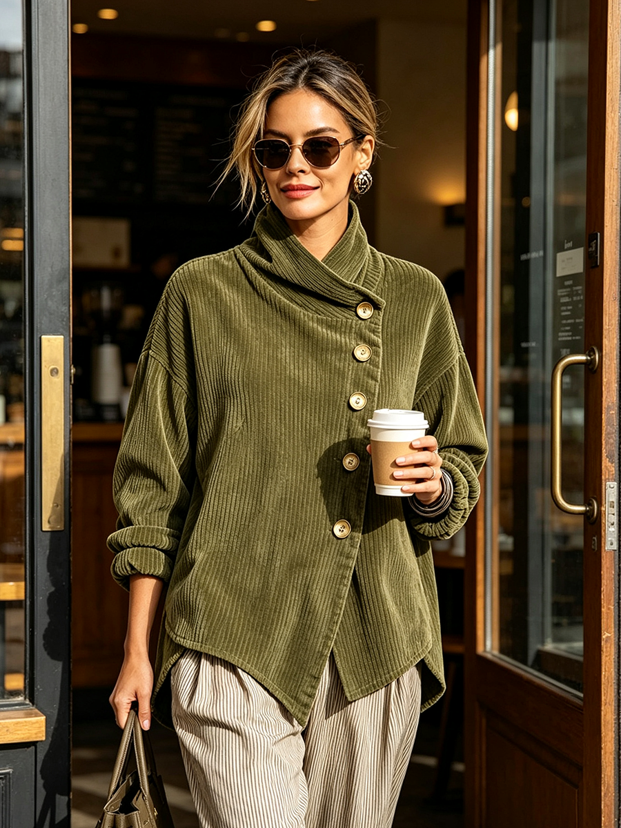 Women’s Funnel Neck Asymmetrical Hem Top