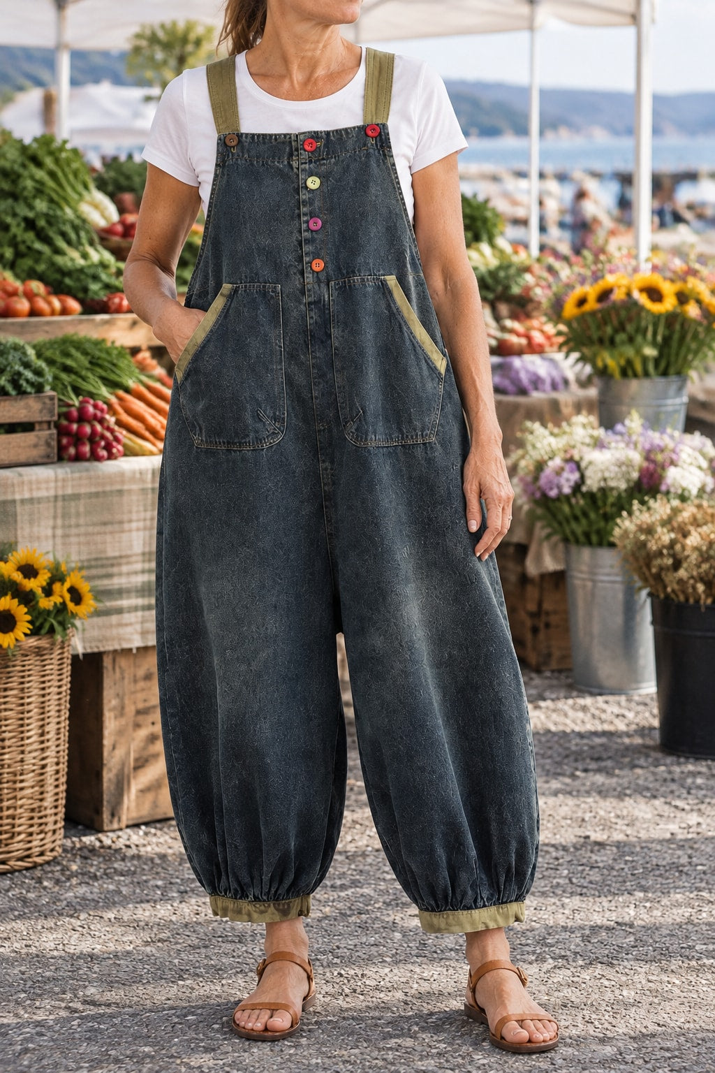 Rosanne | Balloon-Leg Denim Overalls