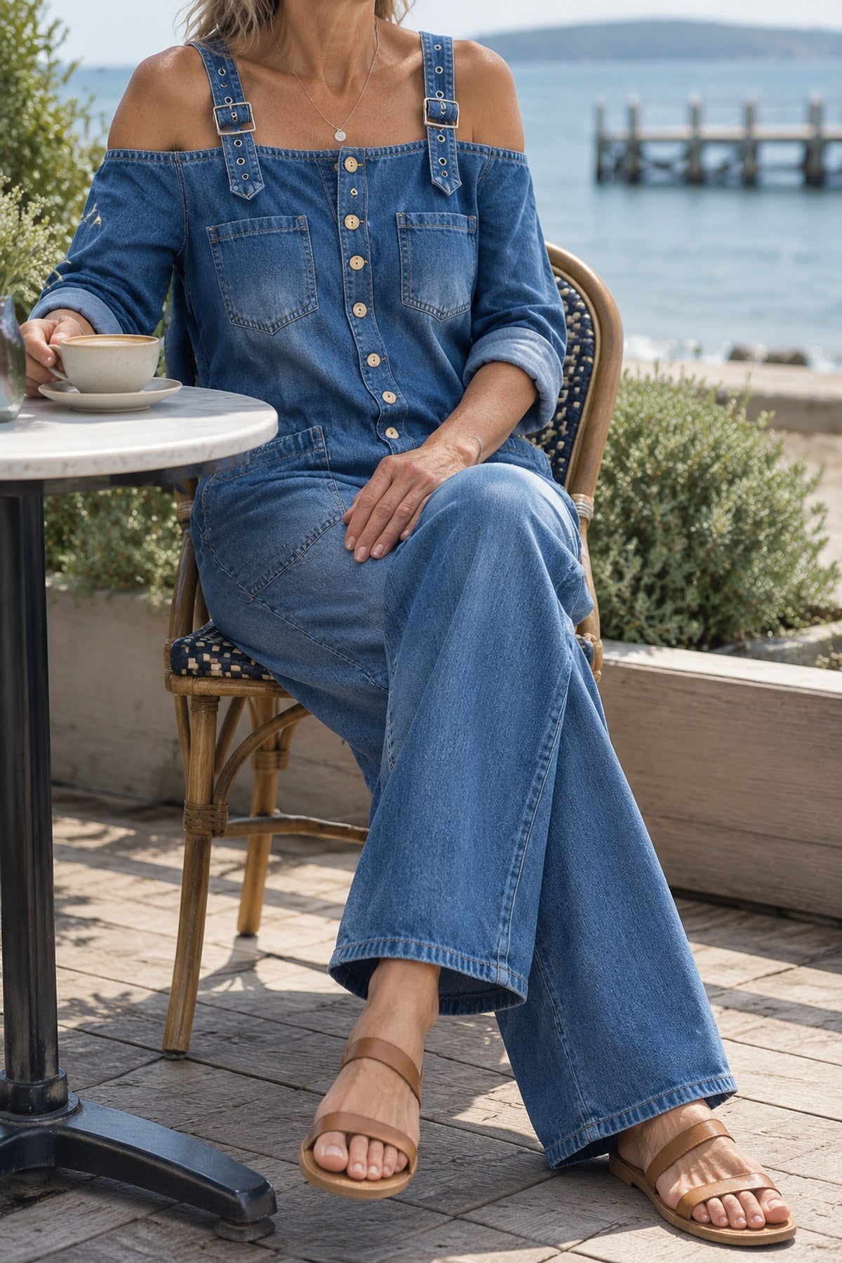 Stevie | Off-Shoulder Denim Jumpsuit