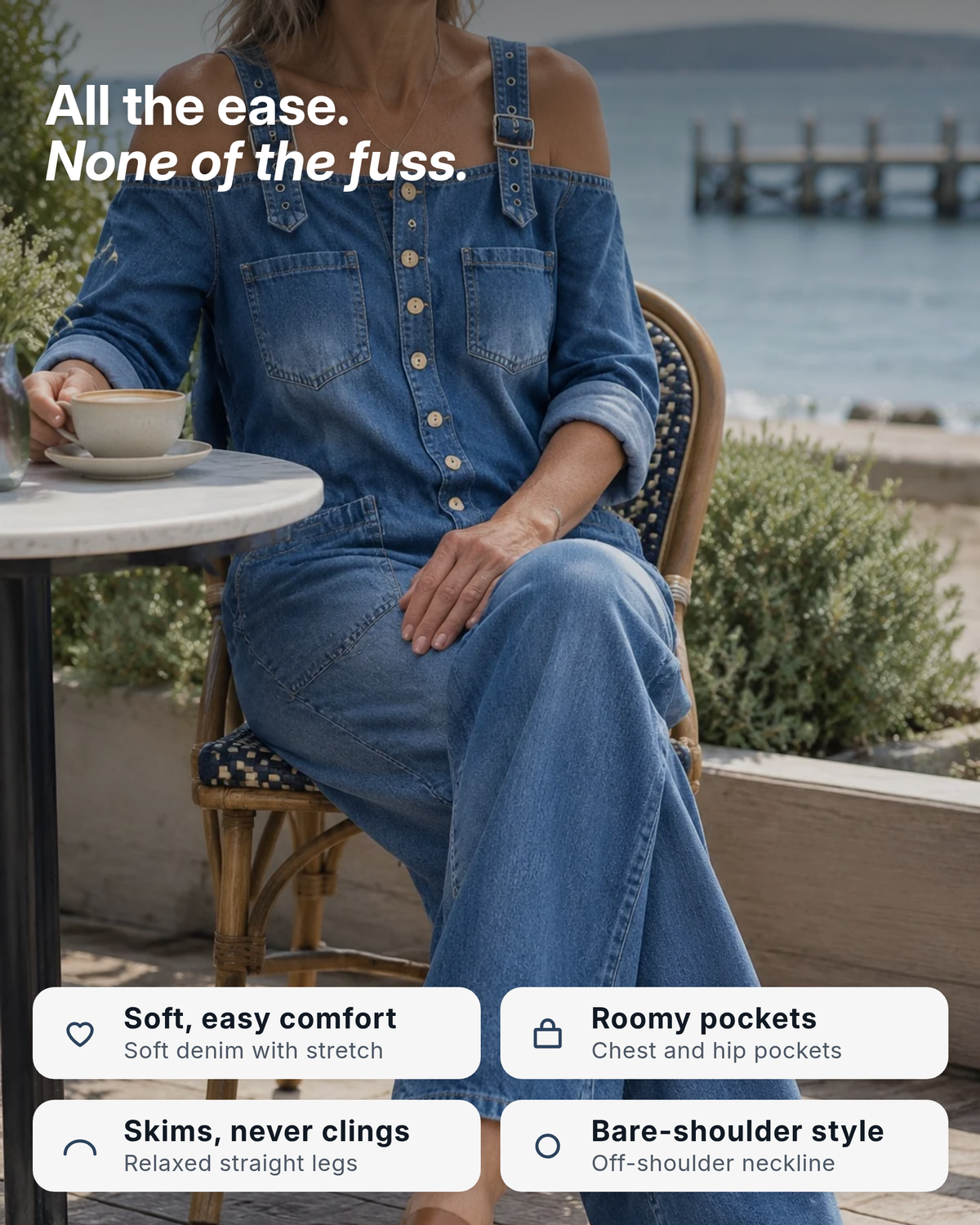 Stevie | Off-Shoulder Denim Jumpsuit